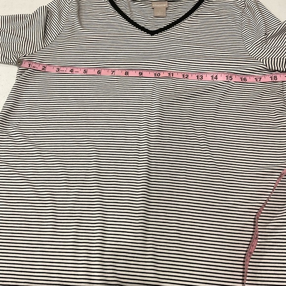 Chico's Long Sleeve Striped Tunic Black/White Sheer Trim Women’s Sz 8 Chico’s 1 - Picture 4 of 10